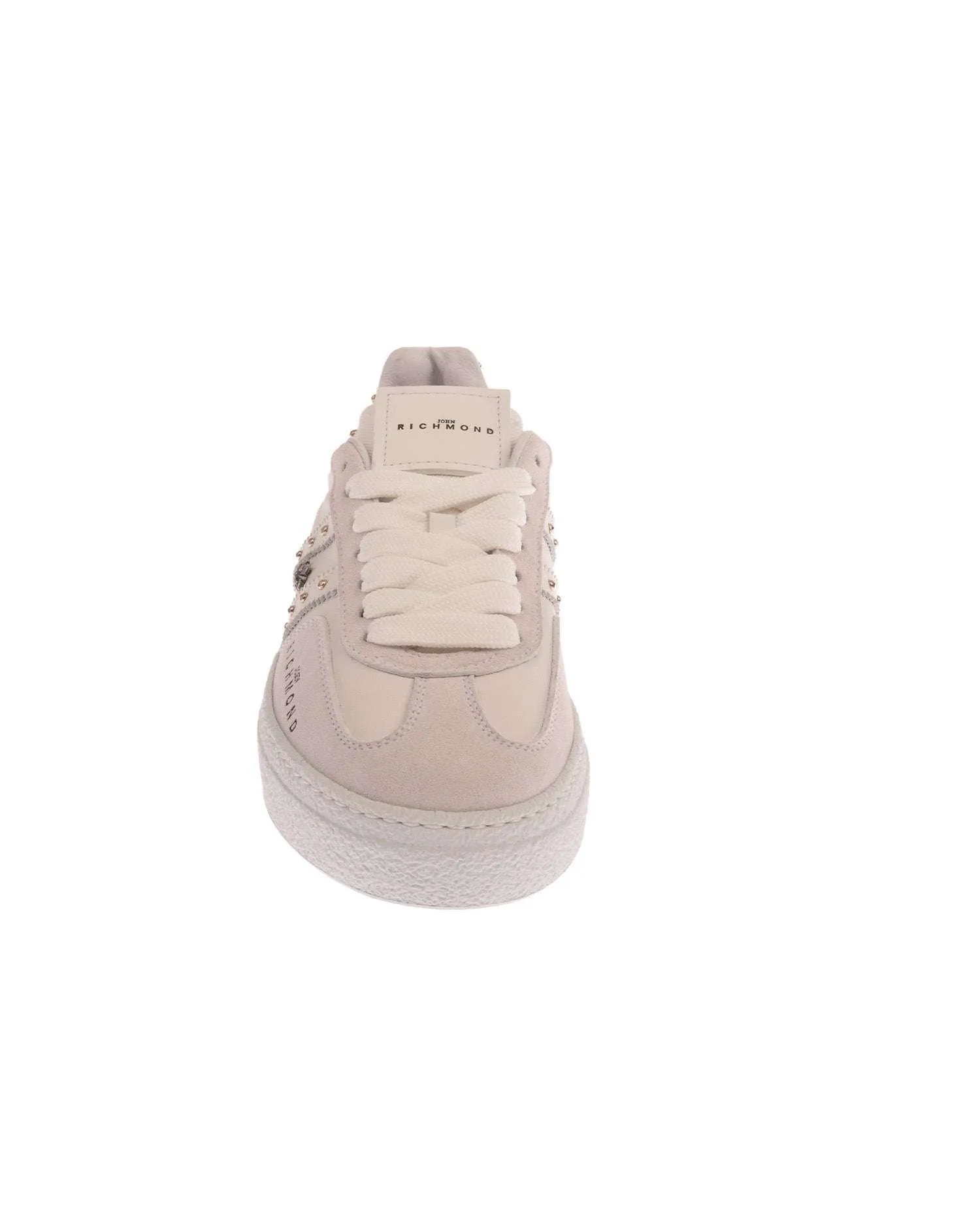 Leather sneakers with side bands and studs