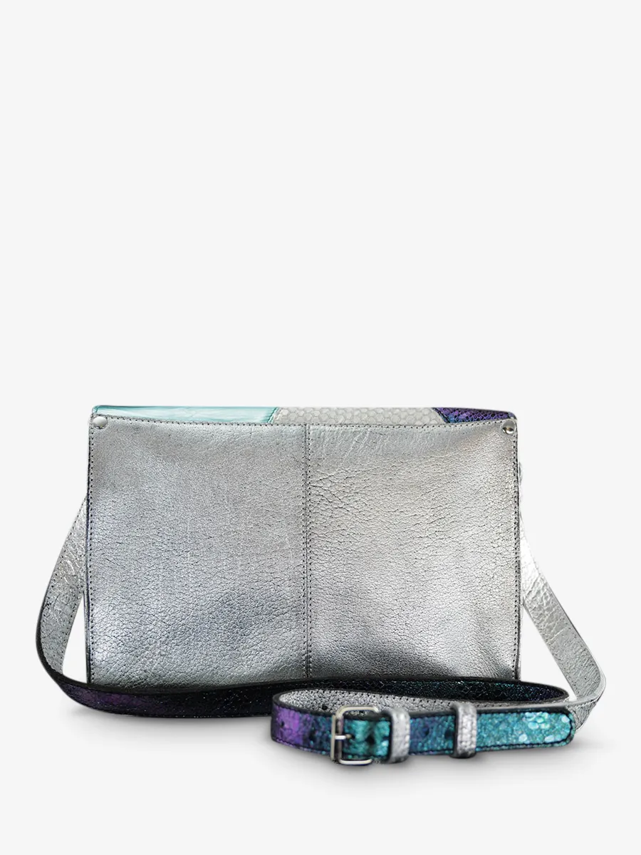 leather woman shoulder bag Blue,White - L'Indispensable Chimère Polar | PAUL MARIUS