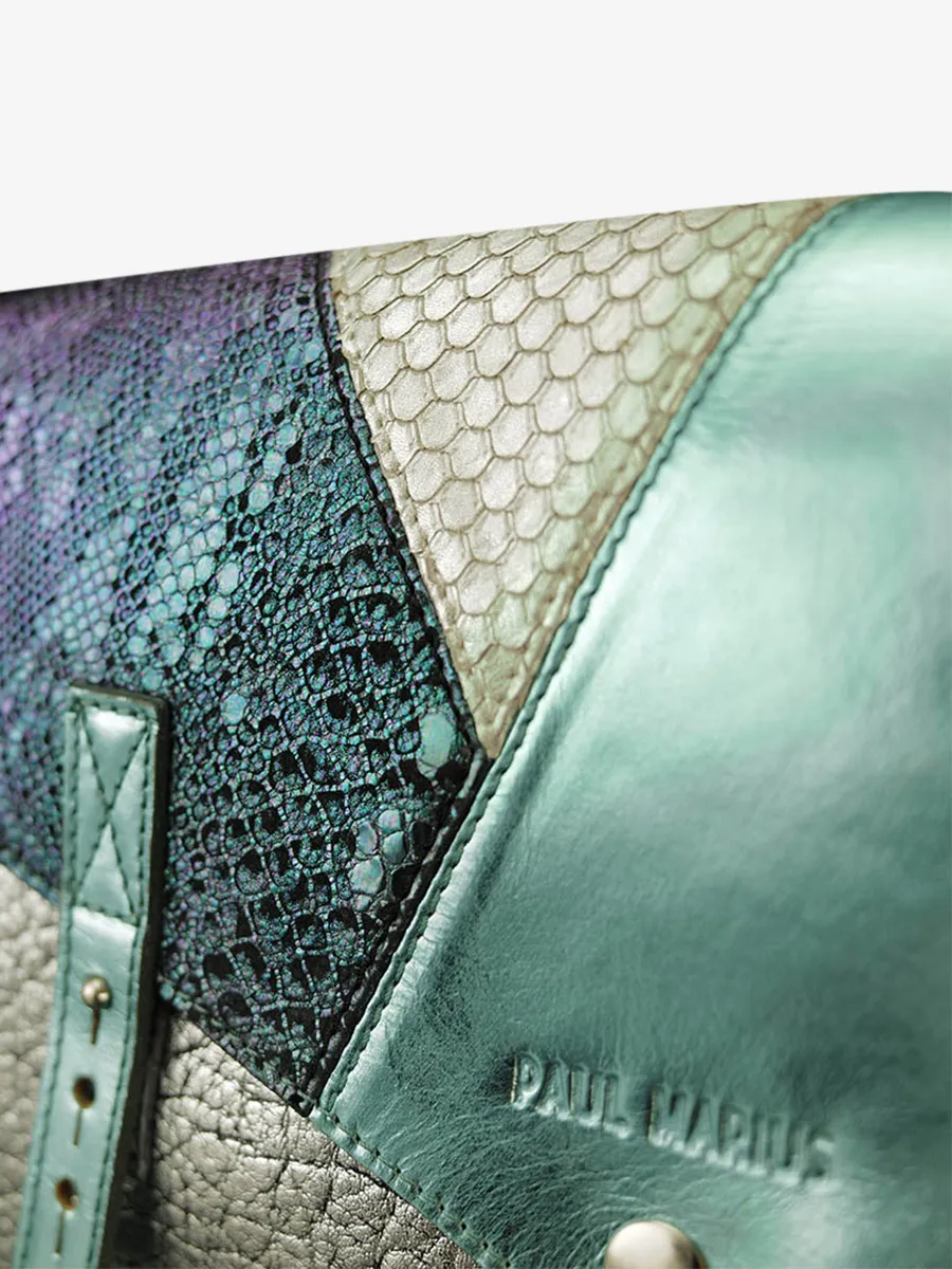leather woman shoulder bag Blue,White - L'Indispensable Chimère Polar | PAUL MARIUS