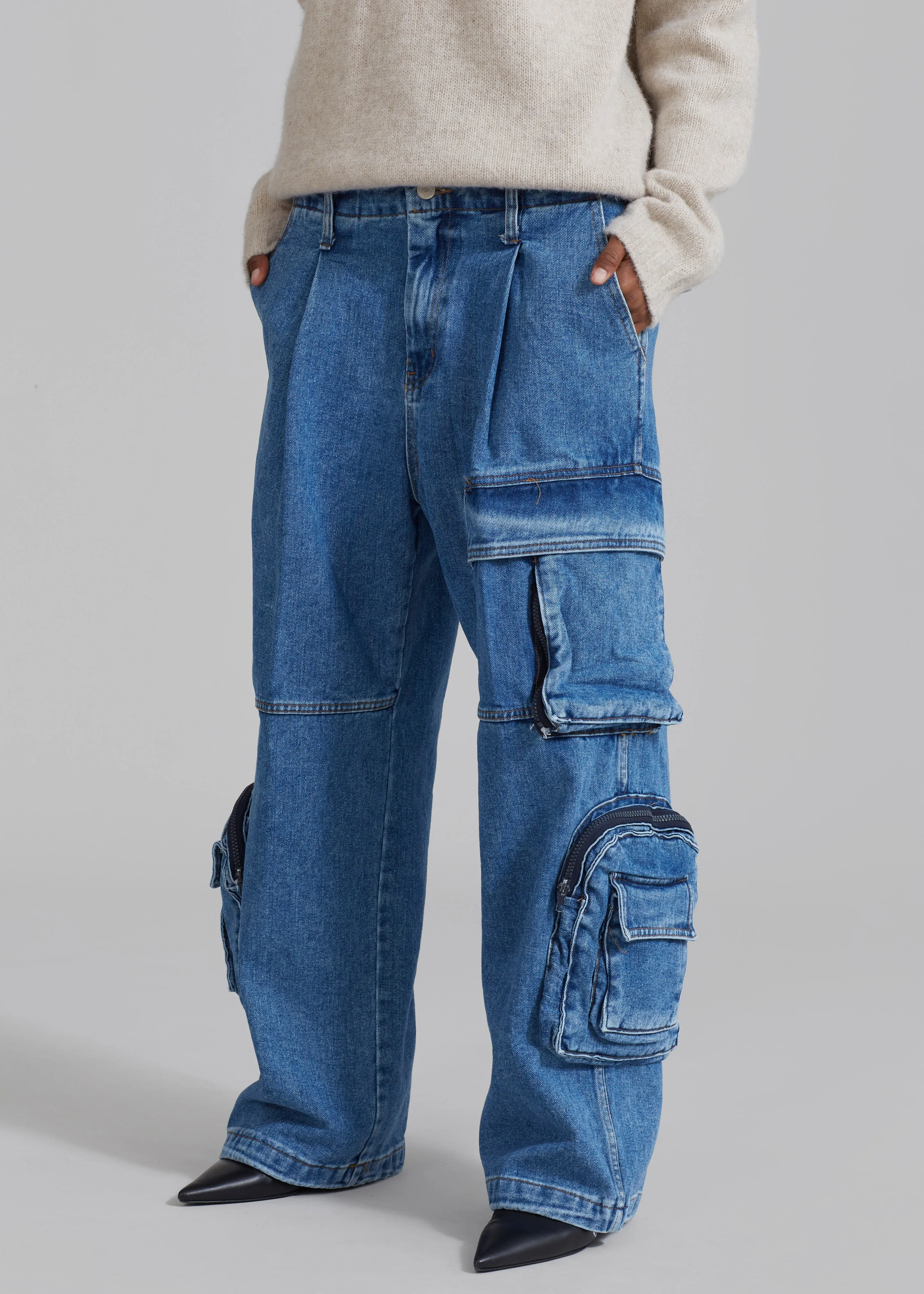 Lenny Cargo Jeans - Blue Denim