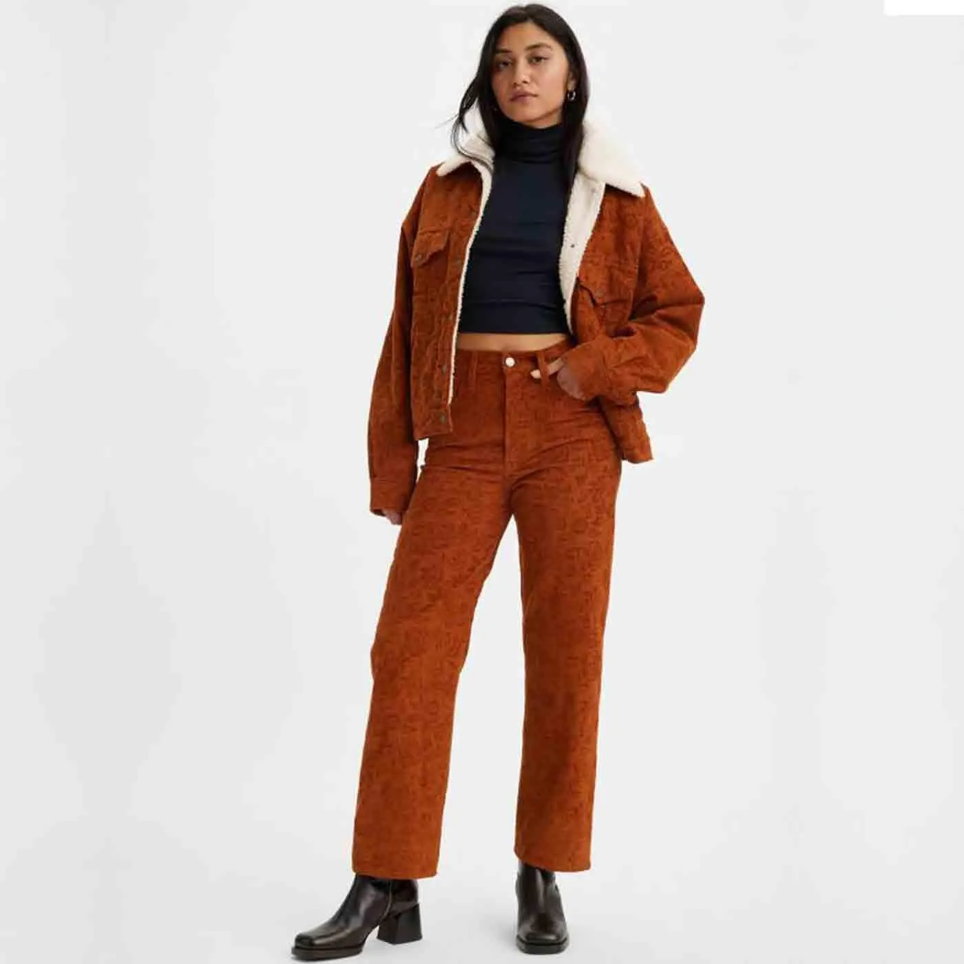LEVI'S® Ribcage Cord Straight Ankle Jeans (Ginger)