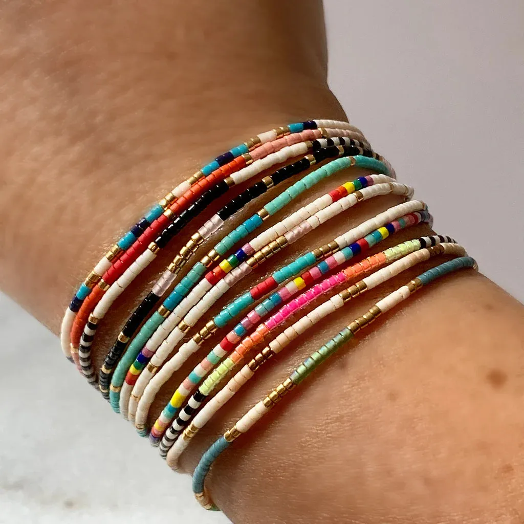 Libby And Smee Beaded String Bracelet Monochrome