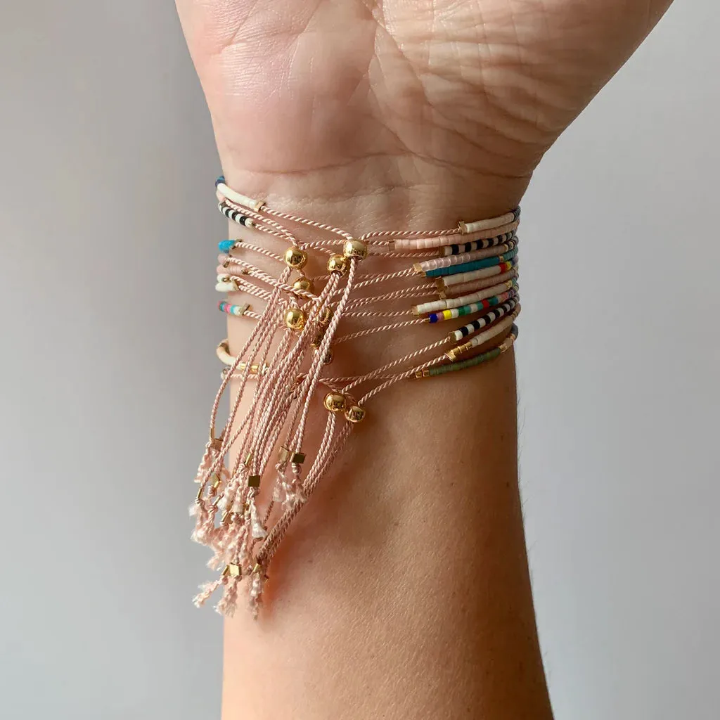 Libby And Smee Beaded String Bracelet Monochrome