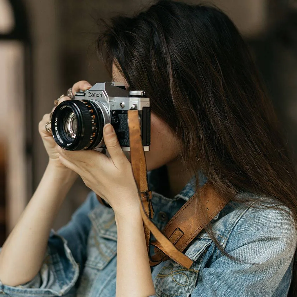 Light Brown Leather Camera Strap