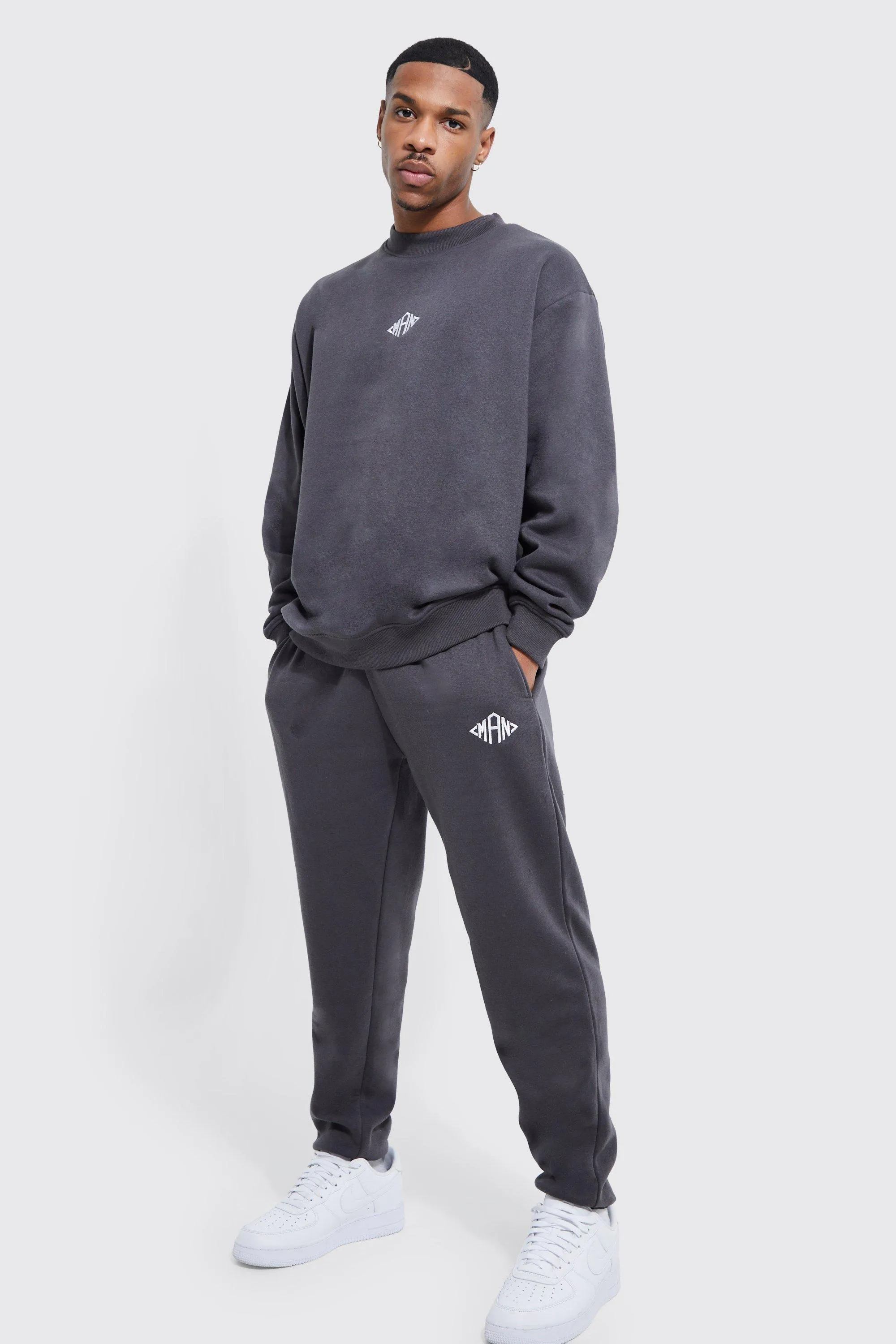 Lightweight Man Oversized Sweatshirt Tracksuit | boohooMAN UK