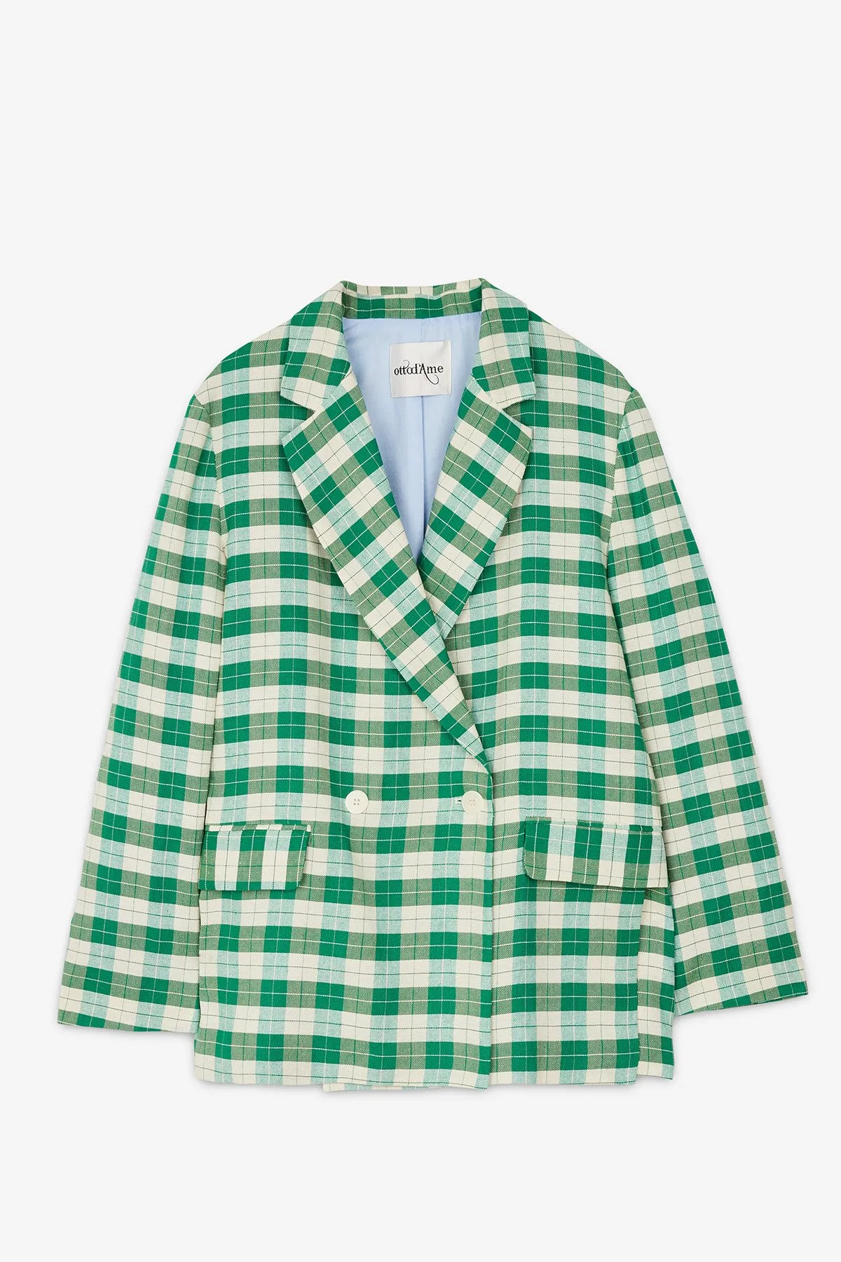 Linen blend double-breasted jacket