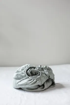 Linen fitted sheet in Sage Green