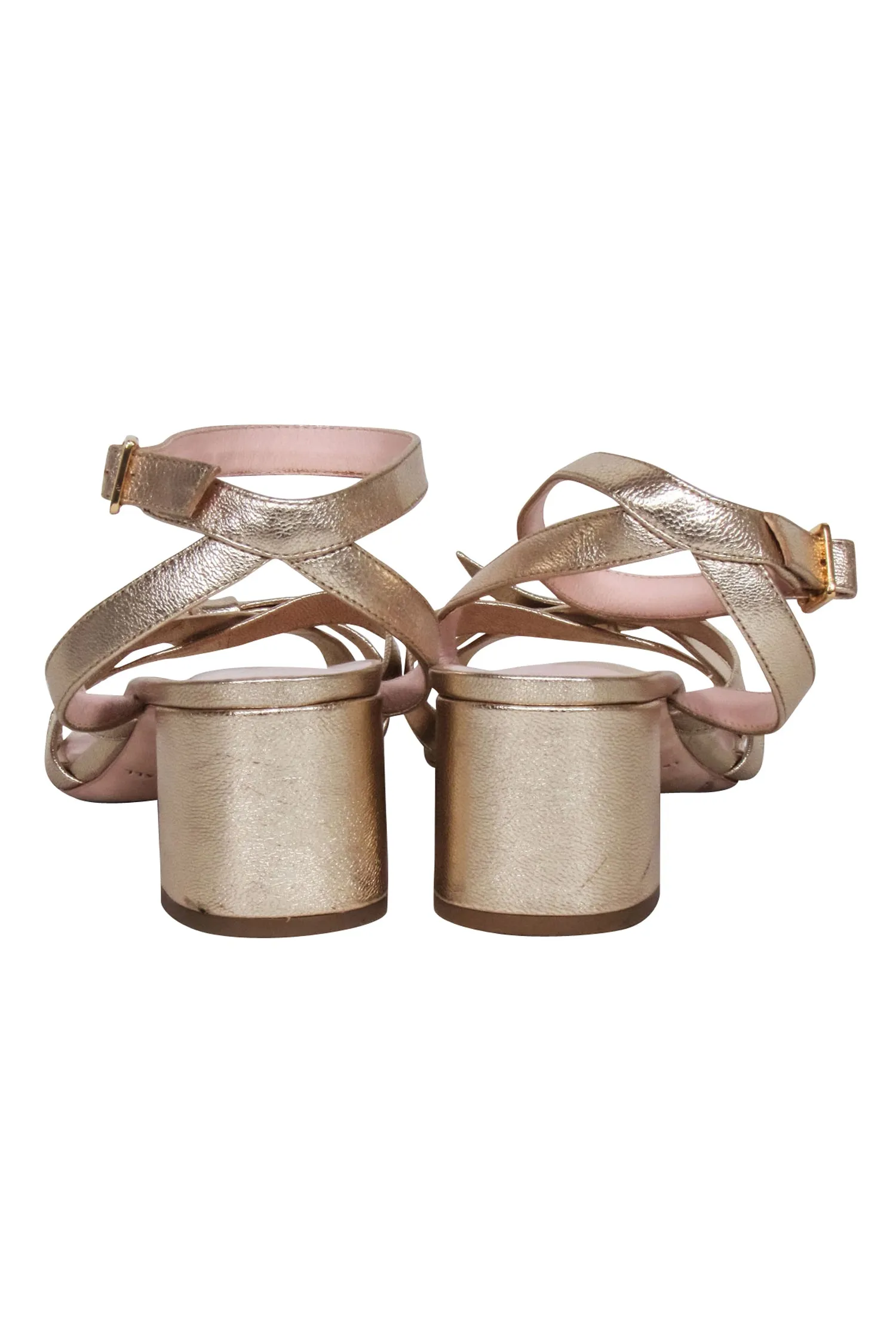 Loeffler Randall - Gold Metallic Strappy Leather Sandals Sz 9