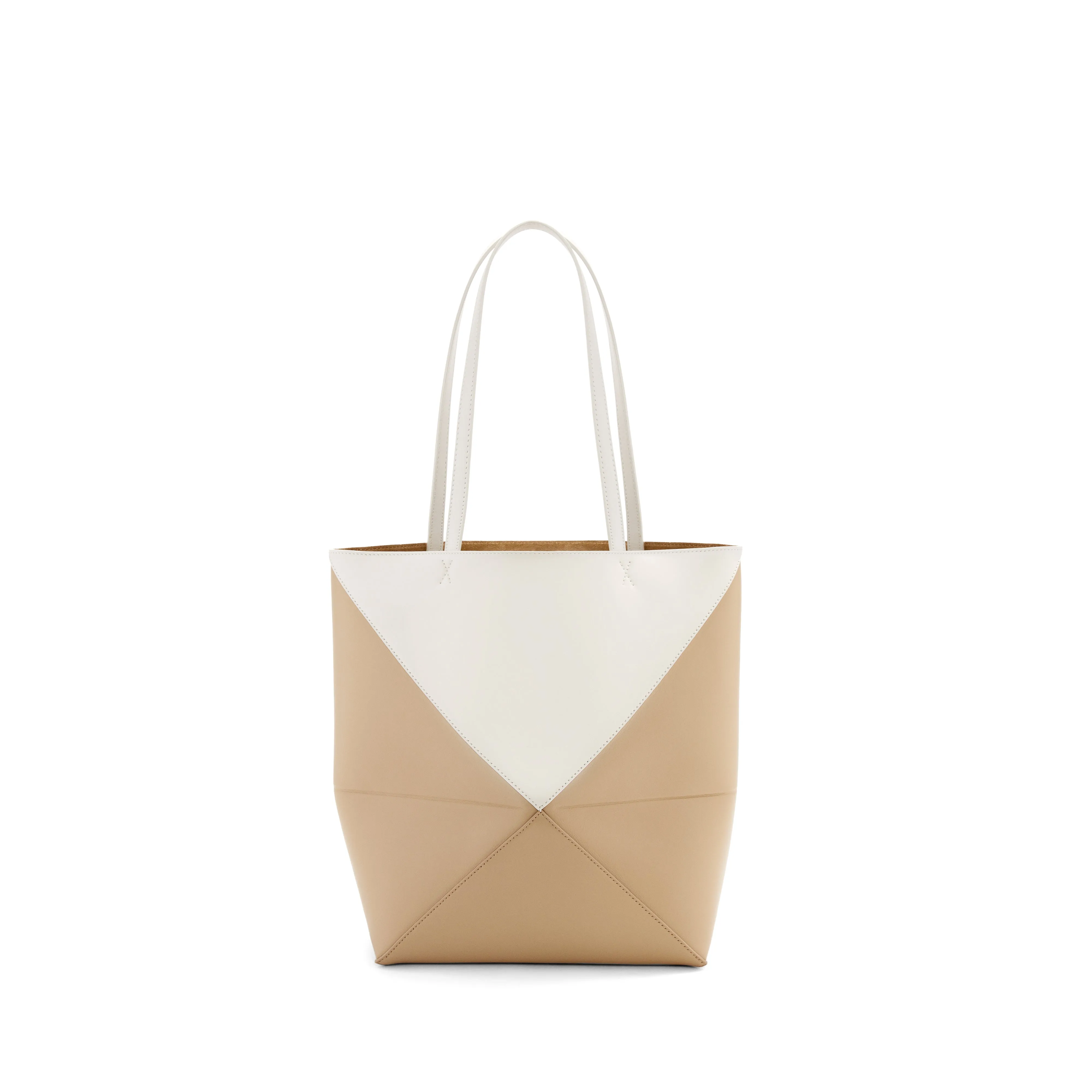 Loewe Puzzle Fold Tote Bicolour Medium  Soft White / Paper Craft