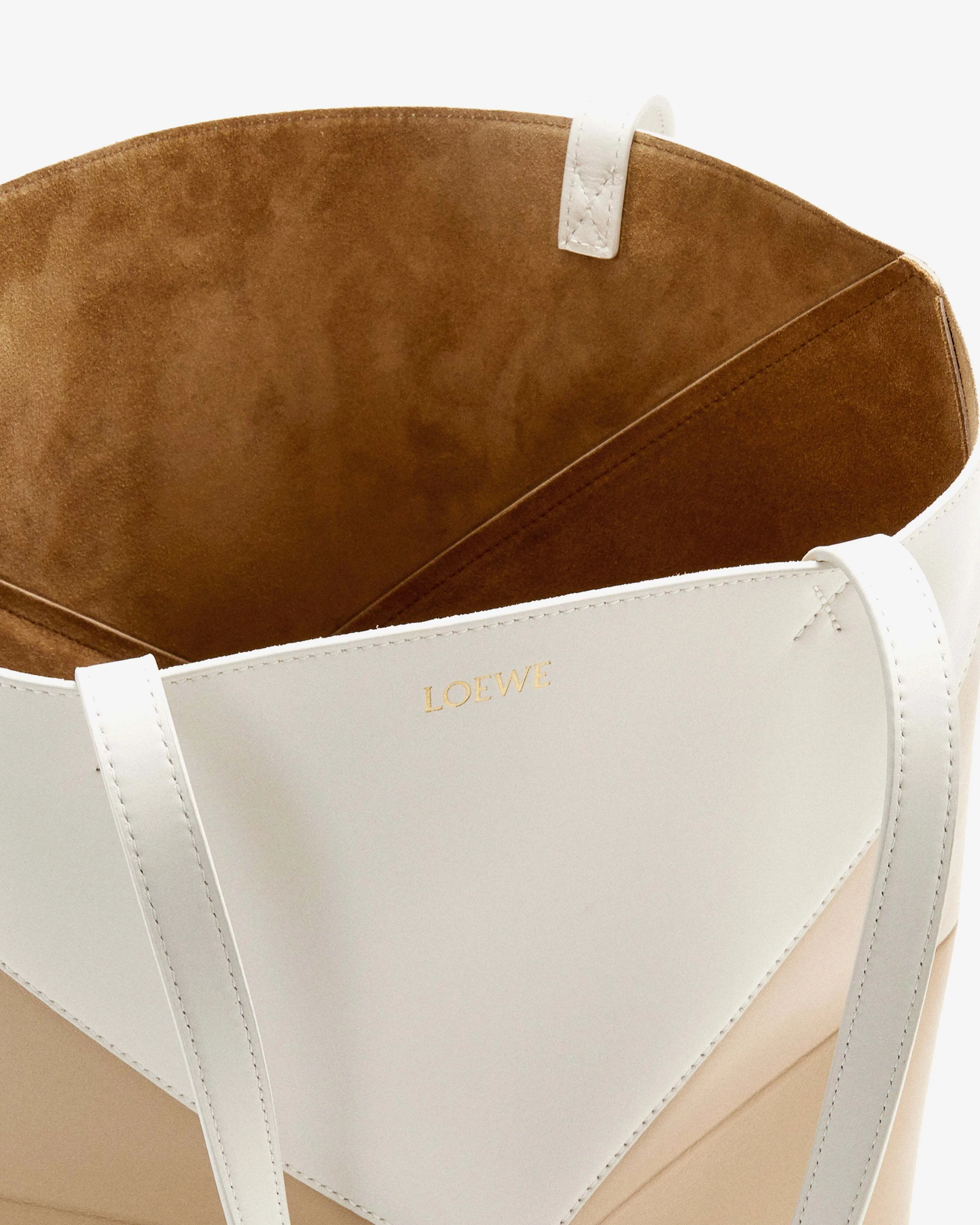 Loewe Puzzle Fold Tote Bicolour Medium  Soft White / Paper Craft