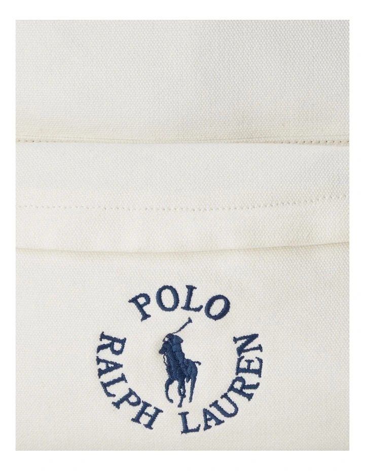 Logo Embroidered Canvas Backpack in White