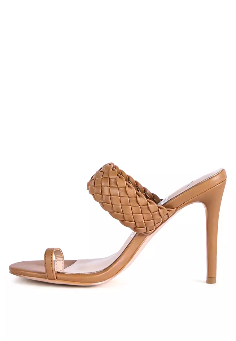 London Rag Mocha Woven Strap Toe Ring Sandals