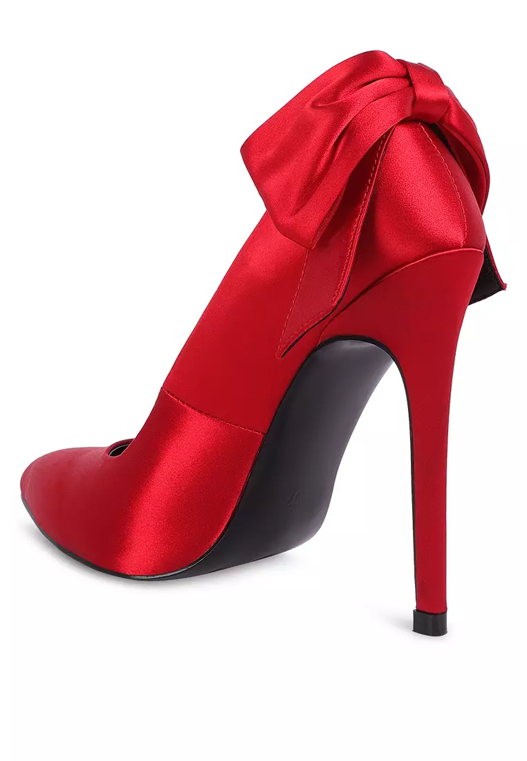 London Rag Red High Heeled Satin Pump Sandals