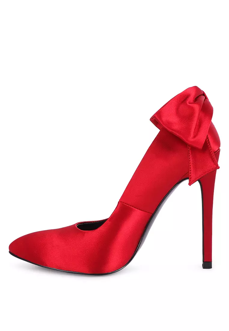 London Rag Red High Heeled Satin Pump Sandals
