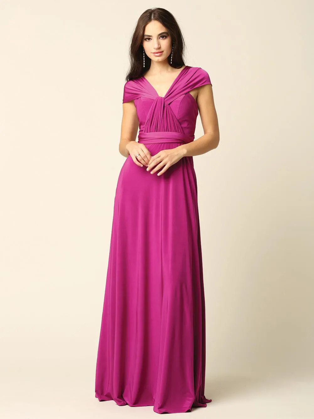 Long Formal Bridesmaids Convertible Wrap Dress