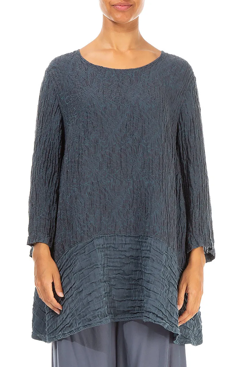 Loose Floral Graphite Silk Linen Tunic
