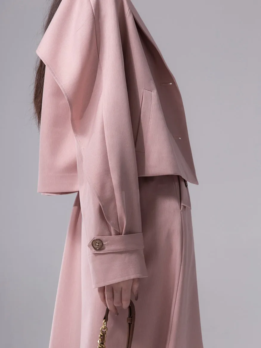 Loose Short Jacket ＆ A-Line Skirt Set-up