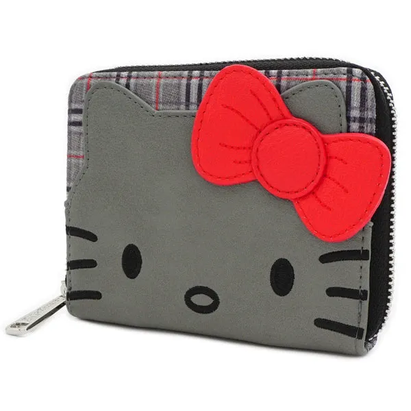Loungefly x Hello Kitty Grey Plaid Zip Around Purse