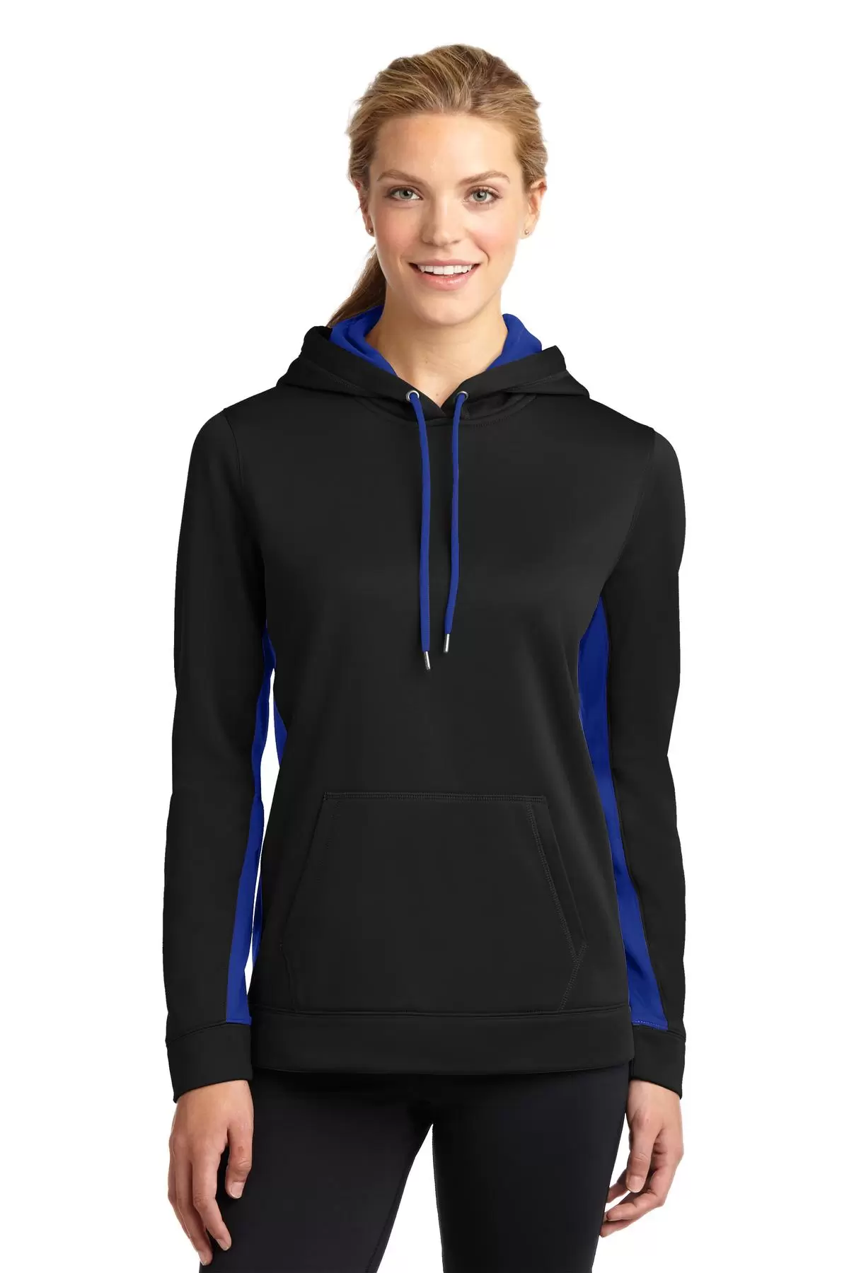 LST235 Sport-Tek® Ladies Sport-Wick® Fleece Colorblock Hooded Pullover SKU: LST235