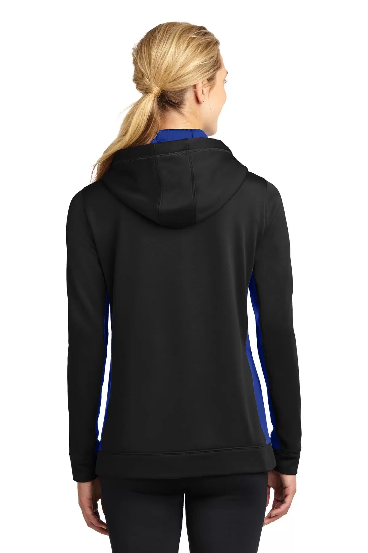 LST235 Sport-Tek® Ladies Sport-Wick® Fleece Colorblock Hooded Pullover SKU: LST235