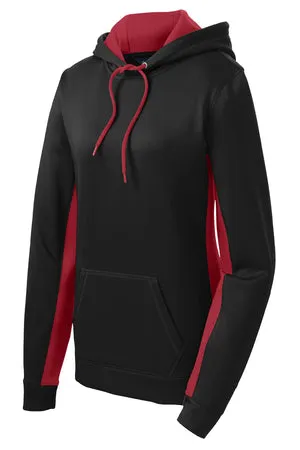 LST235 Sport-Tek® Women's Sport-Wick® Fleece Colorblock Hooded Pullover.