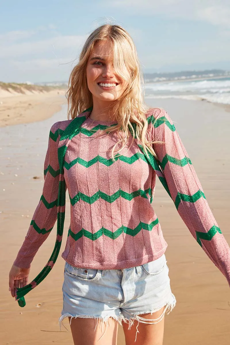 Lucille Chevron Pink/Green