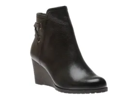 Lucinda Black Back Tie Ankle Wedge Boot