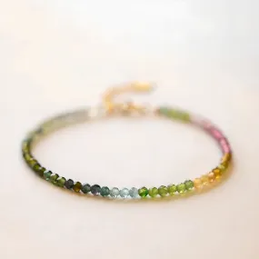 Luxyin April Rainbow Tourmaline Crystal Bead Bracelet
