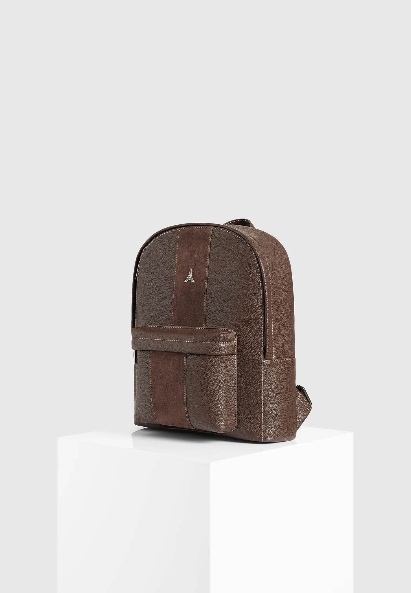 Lyon Suede Panel Backpack - Brown