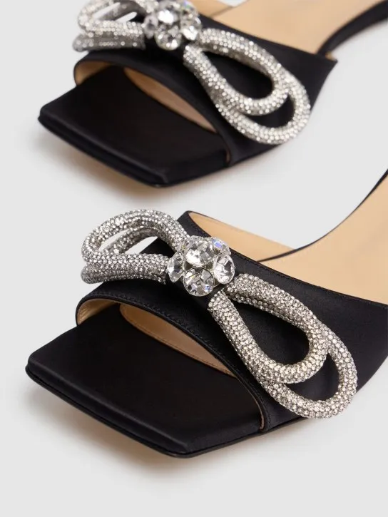 Mach & Mach   10mm Double Bow satin slide sandals 
