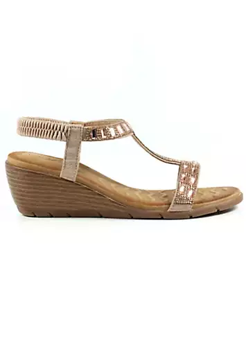 Macie Rose Gold Wedge Sandals by Lunar | Look Again