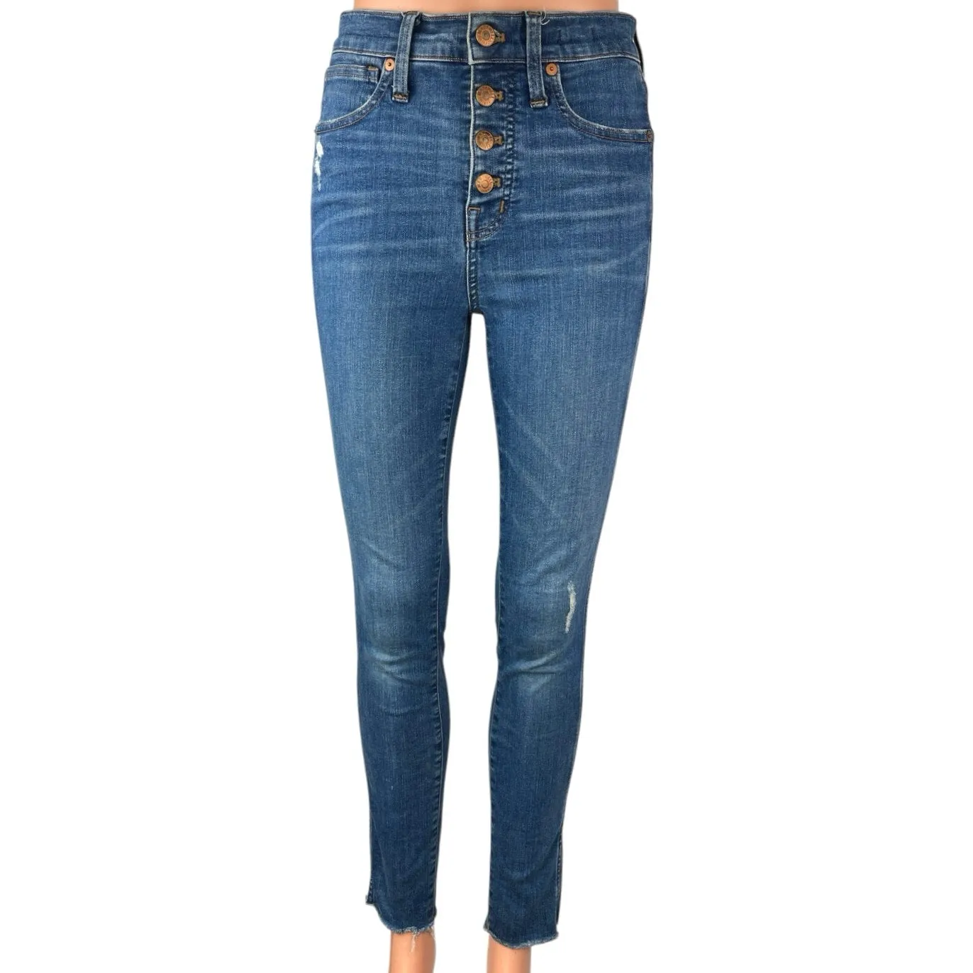 Madewell Women's Blue 10 High Rise Ankle Button Fly Skinny Denim Jeans Size 25