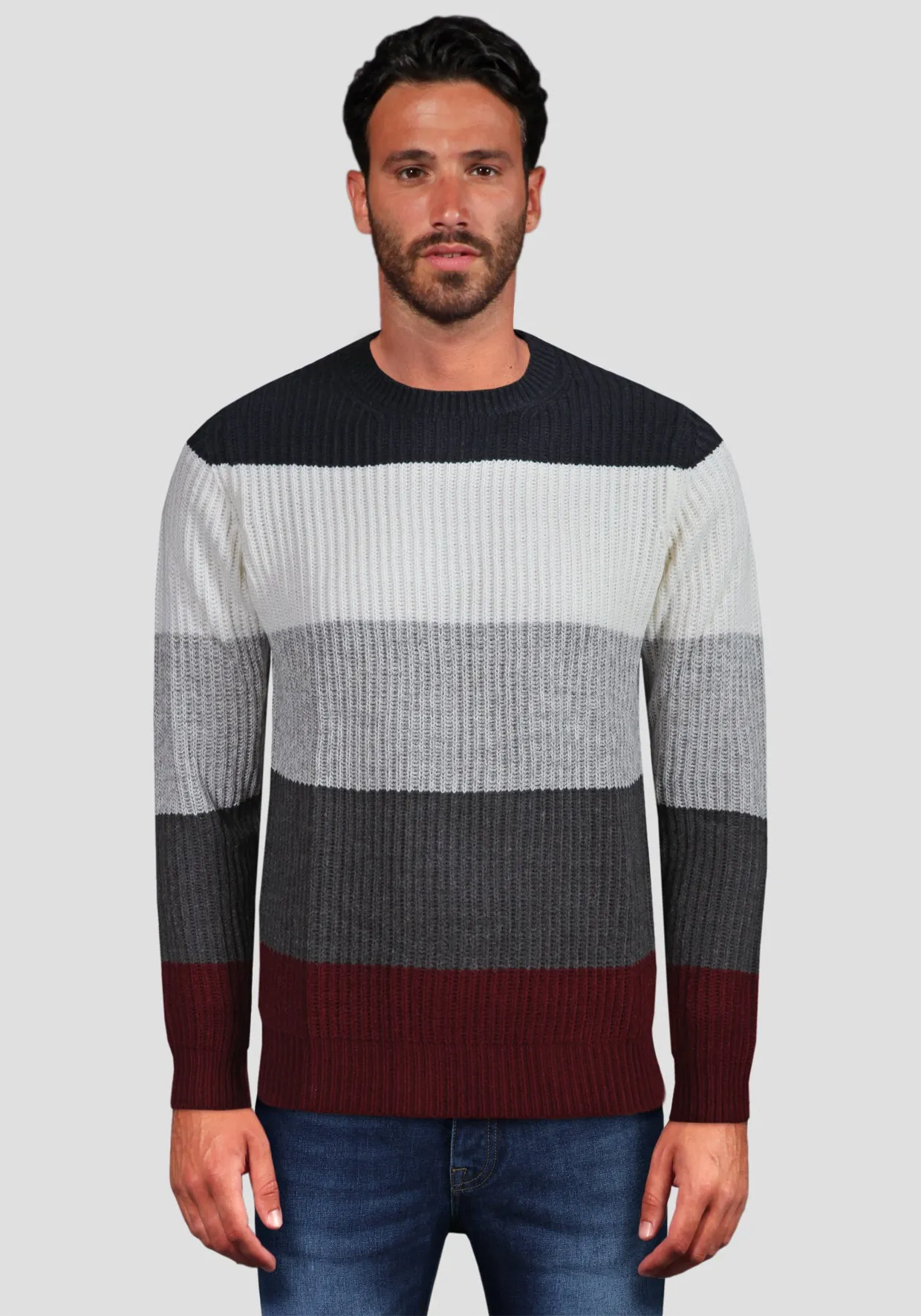 Maglia in Lana a Fasce orizzontali - Blue