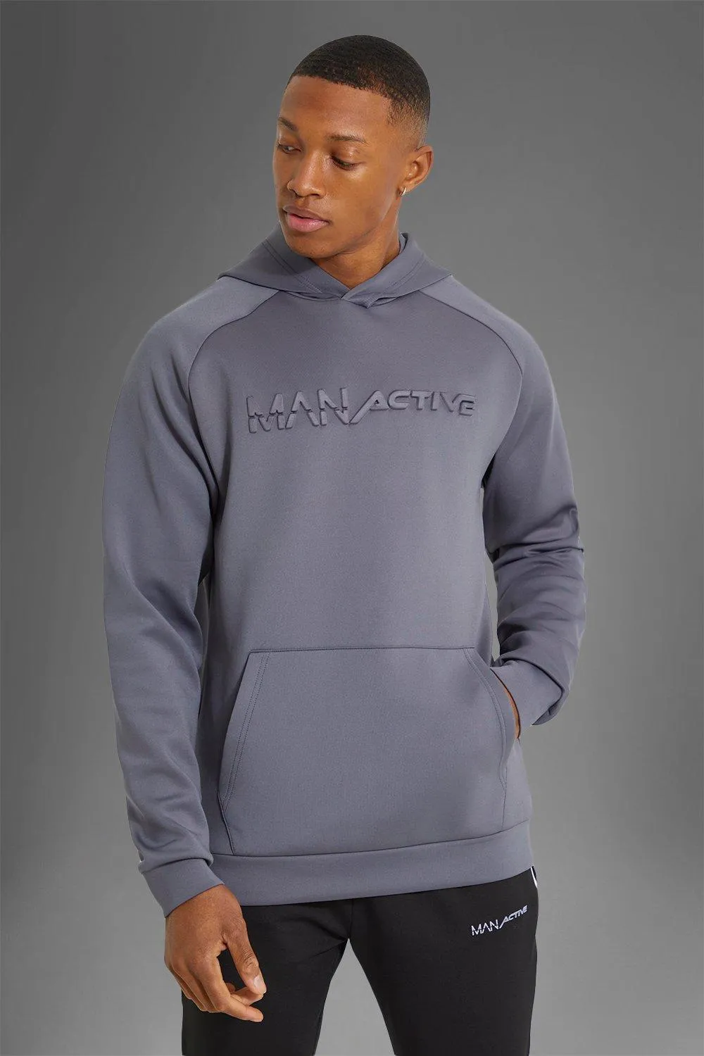 Man Active Embossed Scuba Hoodie