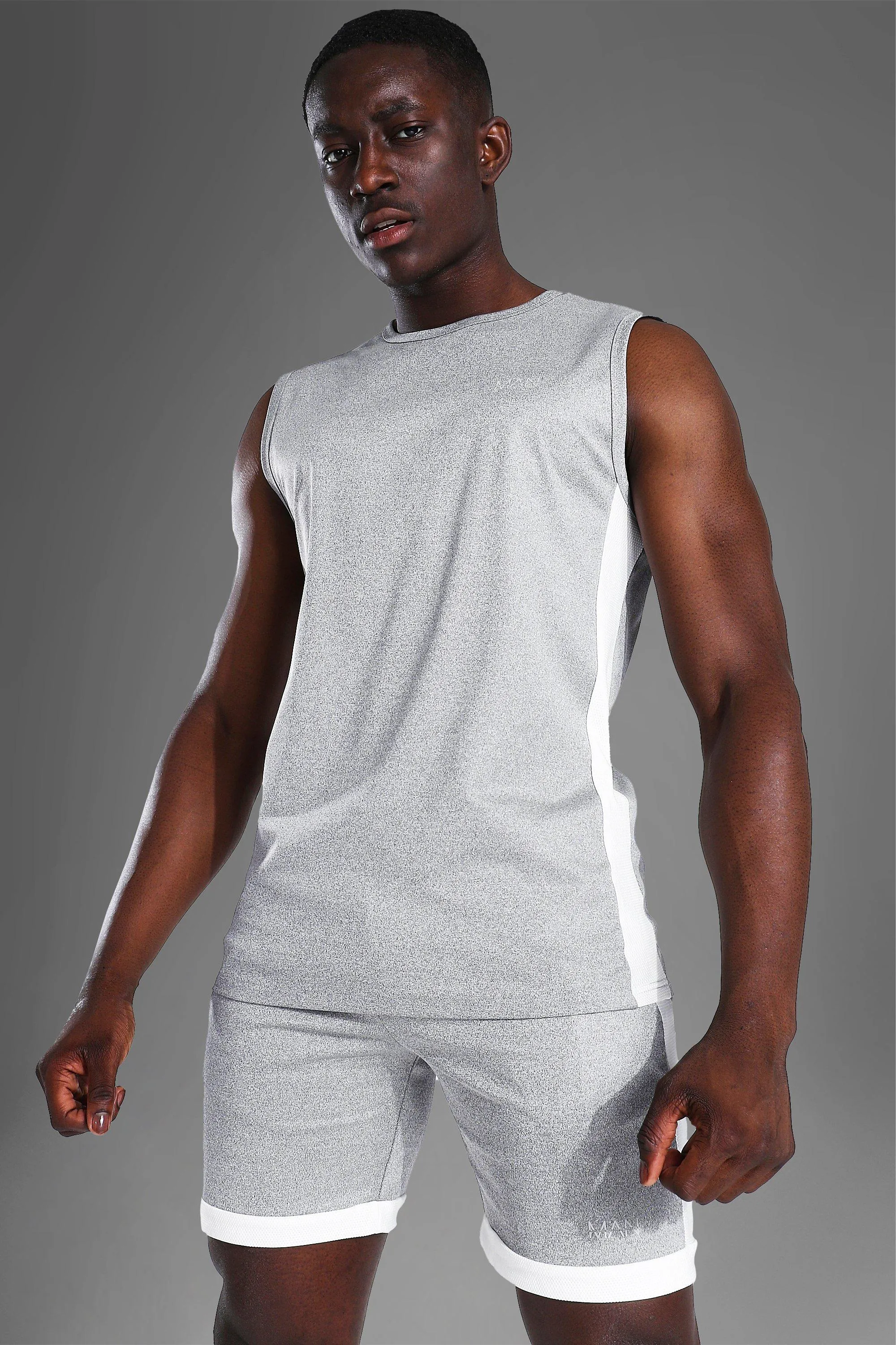Man Active Gym Drop Armhole Graphic Tank | boohooMAN UK