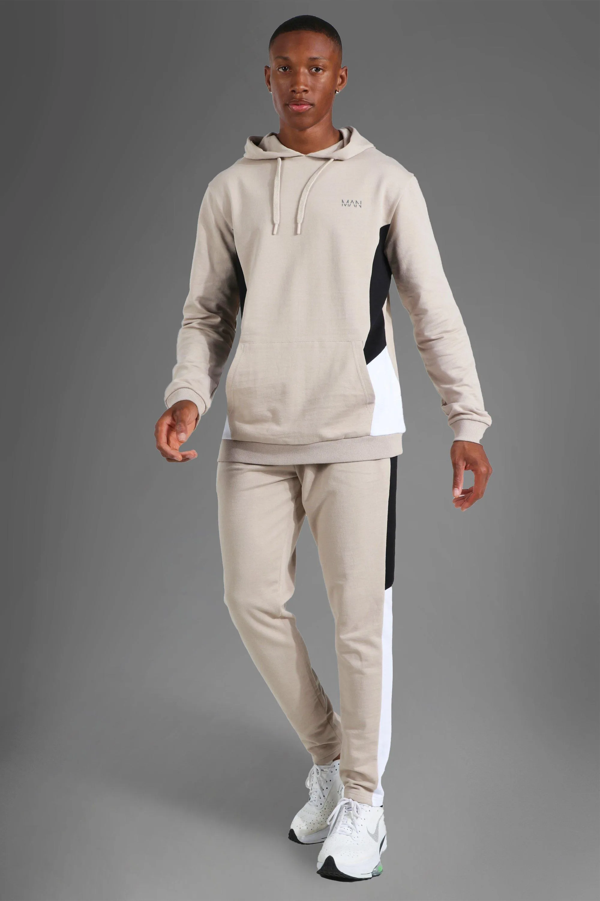 Man Active Gym Colour Block Hooded Tracksuit | boohooMAN UK