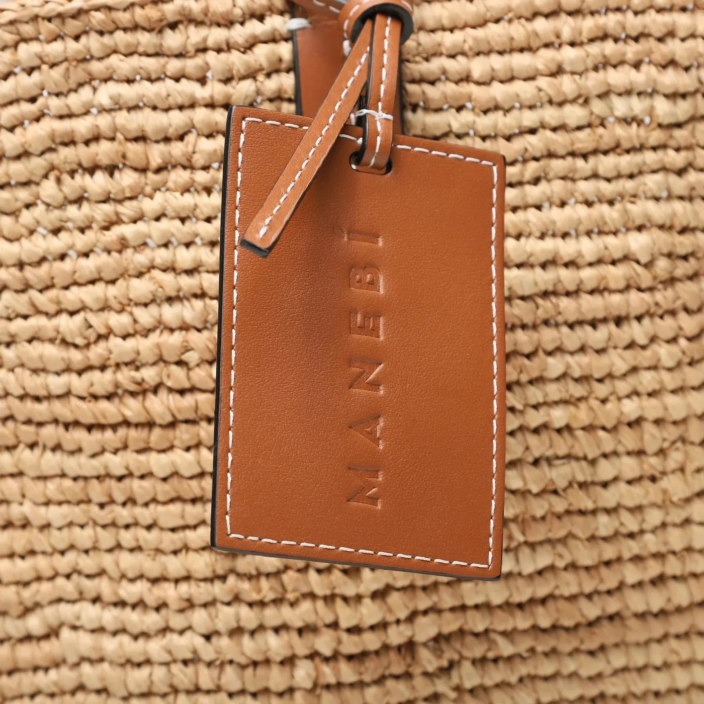 Manebí    Manebí Brown Basket Bag In Raffia And Leather