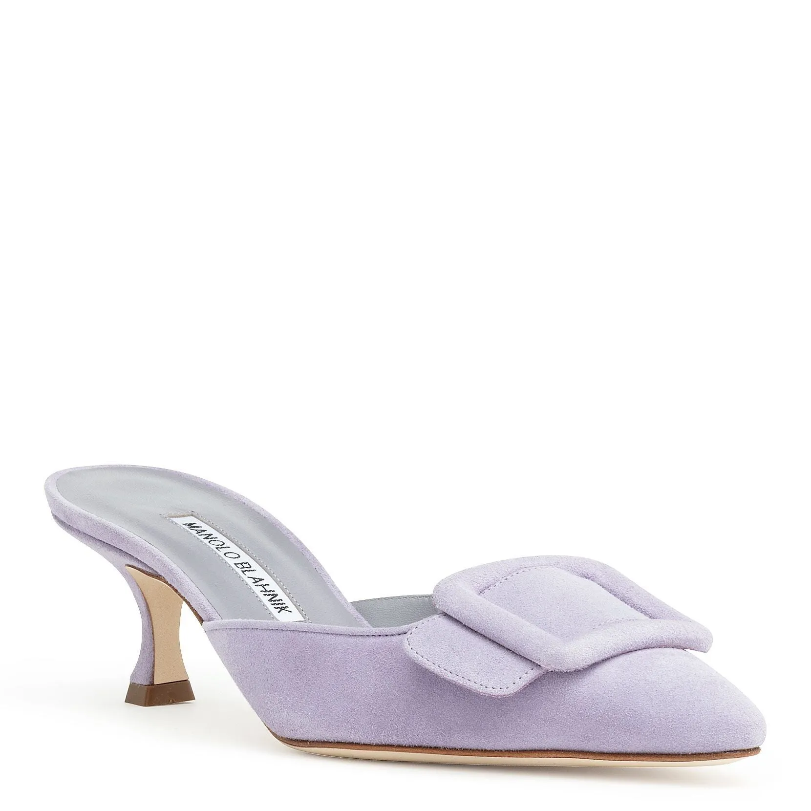 Manolo Blahnik Maysale 50 purple suede mules