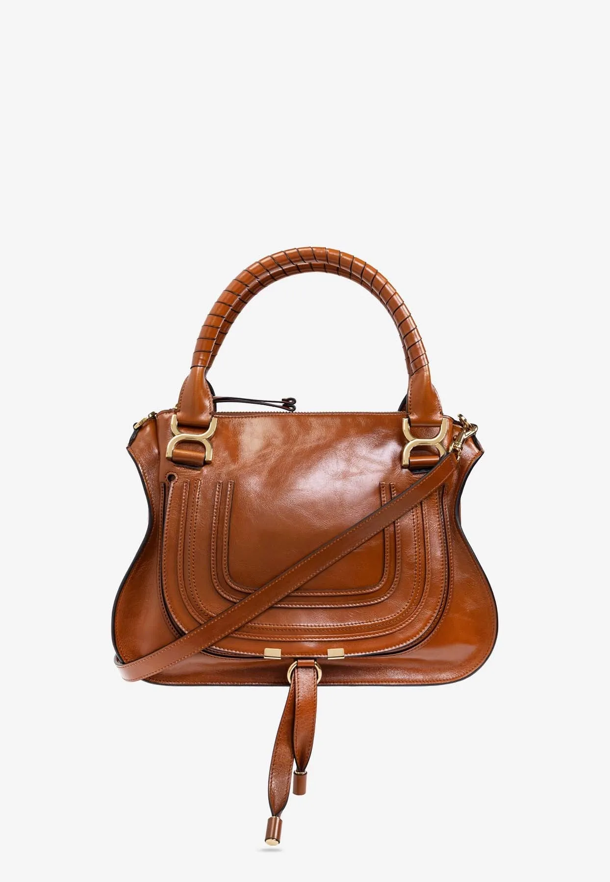 Marcie Shiny Leather Top Handle Bag