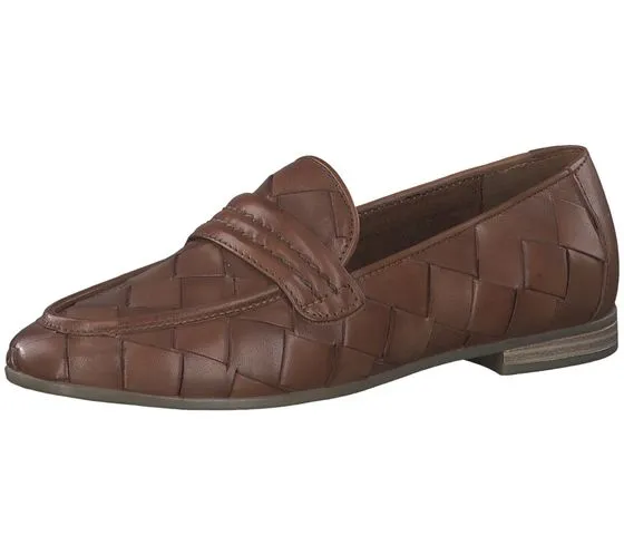 MARCO TOZZI Damen Echtleder-Slipper geflochtene Schlupf-Schuhe 2-24200-28 310 Braun