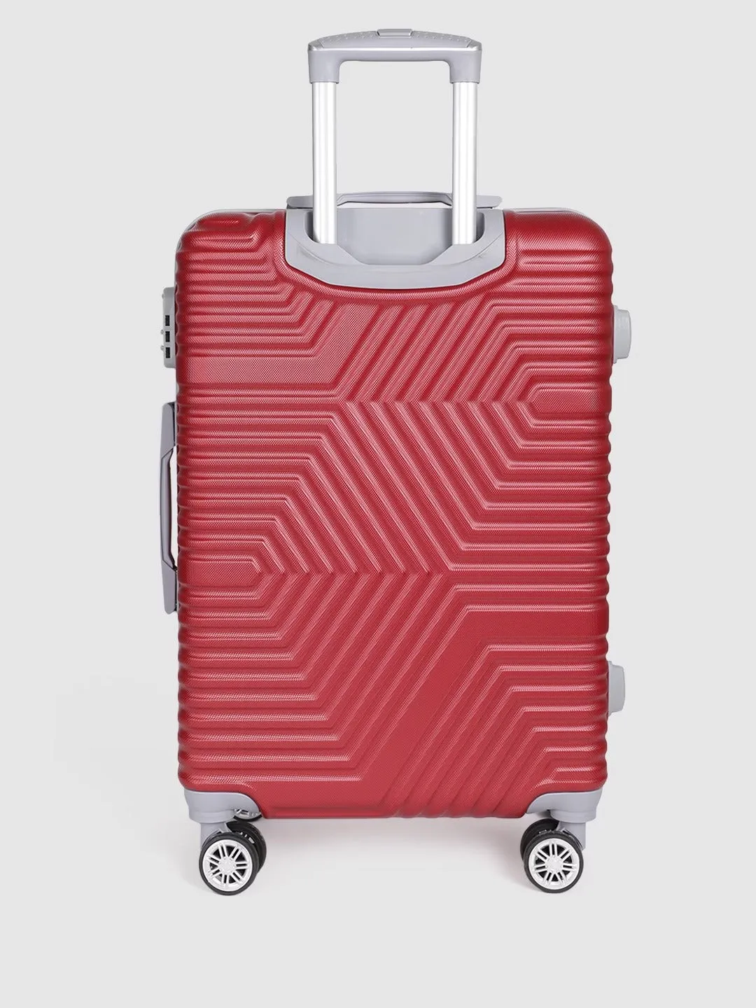 Maroon-Toned Textured Hard-Sided Medium Trolley Suitcase