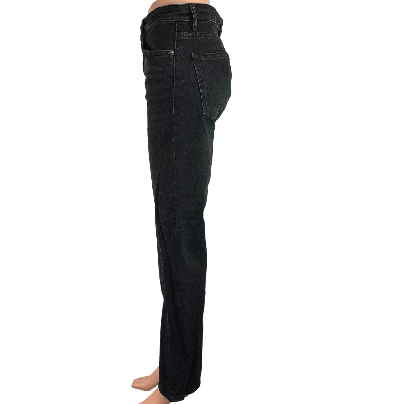 Massimo Dutti Charcoal Wash Black High Rise Stretch Straight Leg Denim Jeans 4