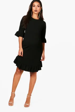 Maternity  Curve Hem Ruffle Shift Dress