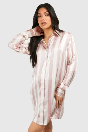 Maternity Satin Stripe Night Shirt