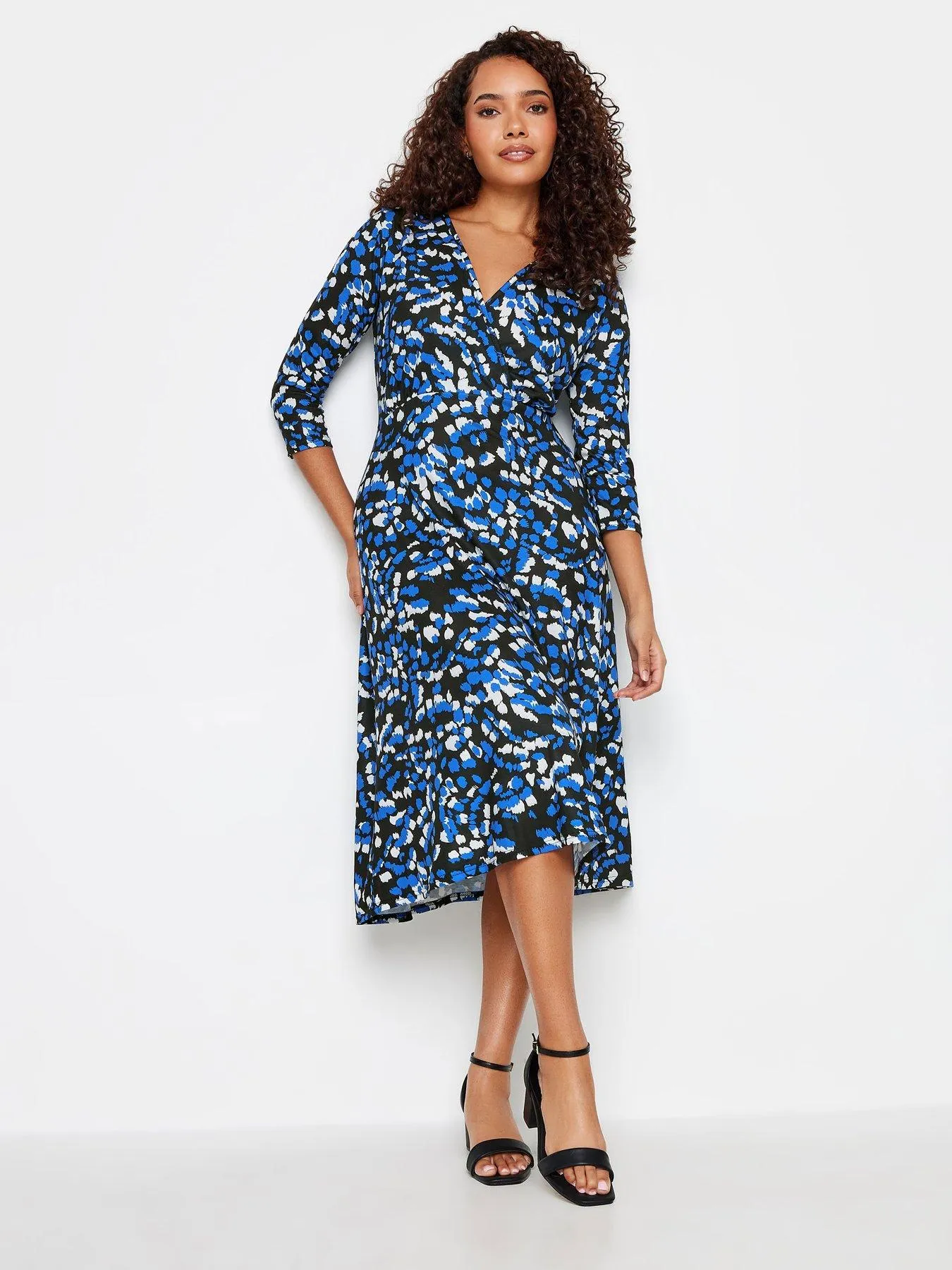 M&Co Blue Animal Wrap Gathered Dress