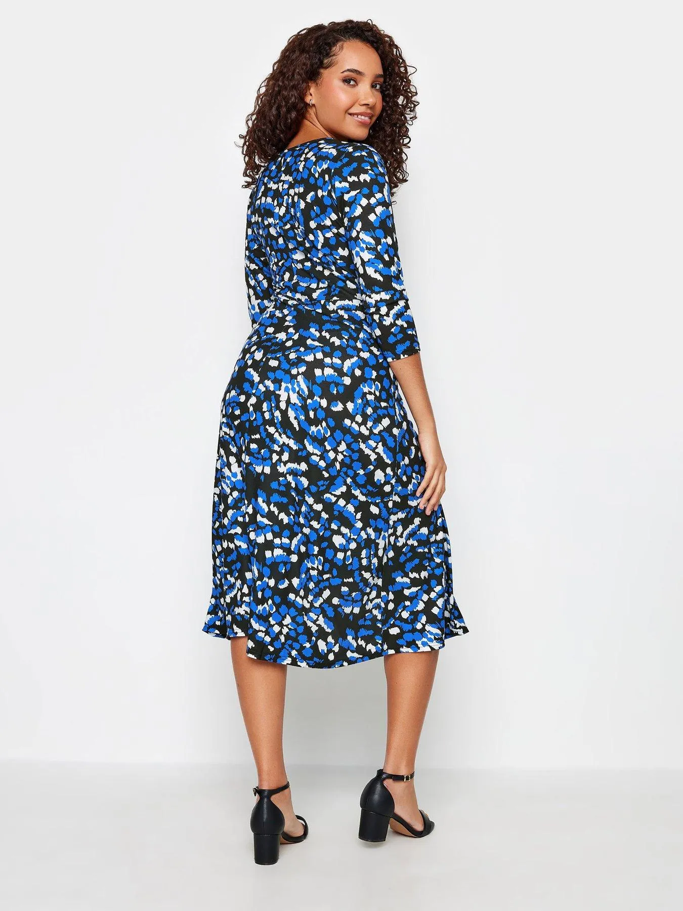 M&Co Blue Animal Wrap Gathered Dress