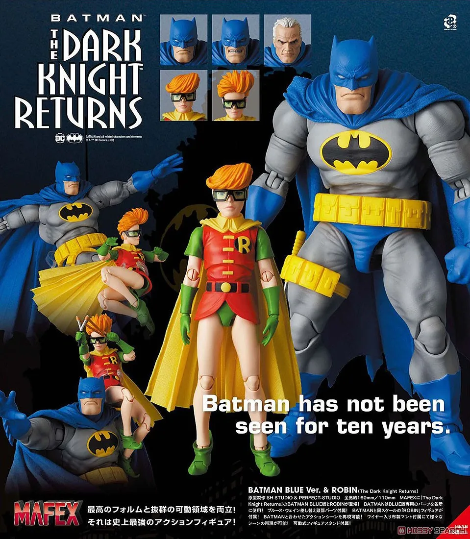Medicom MAFEX The Dark Knight Returns Batman Blue Ver. And Robin Figures (blue)