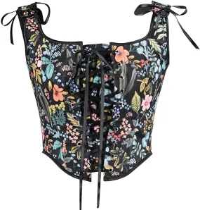 Medieval Milkmaid Renaissance Fairy Floral Corset Top