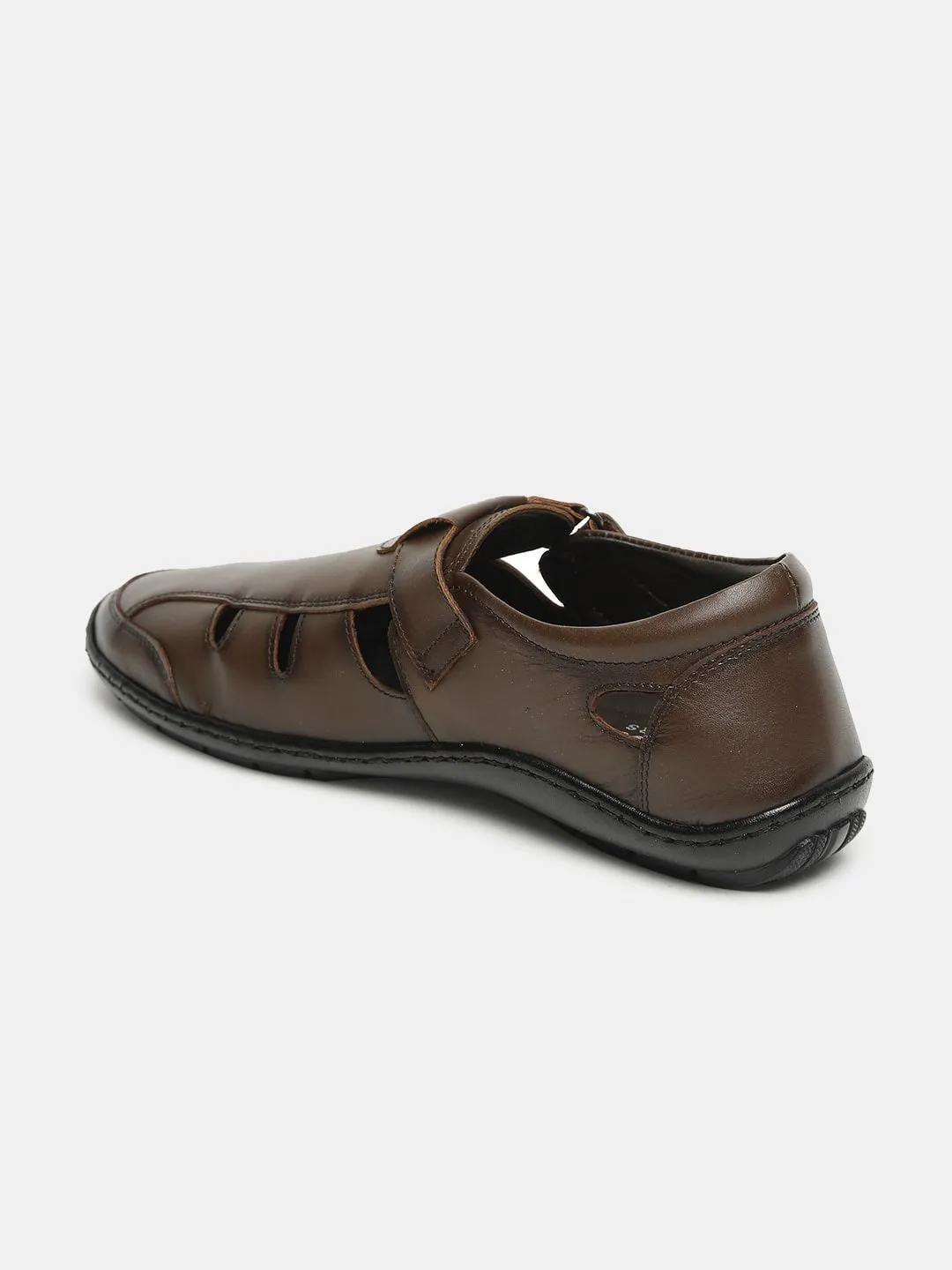 Men Brown Solid Shoe-Style Sandals