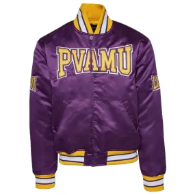 Men’s Embroidered Prairie View A&M University Purple Satin Jacket